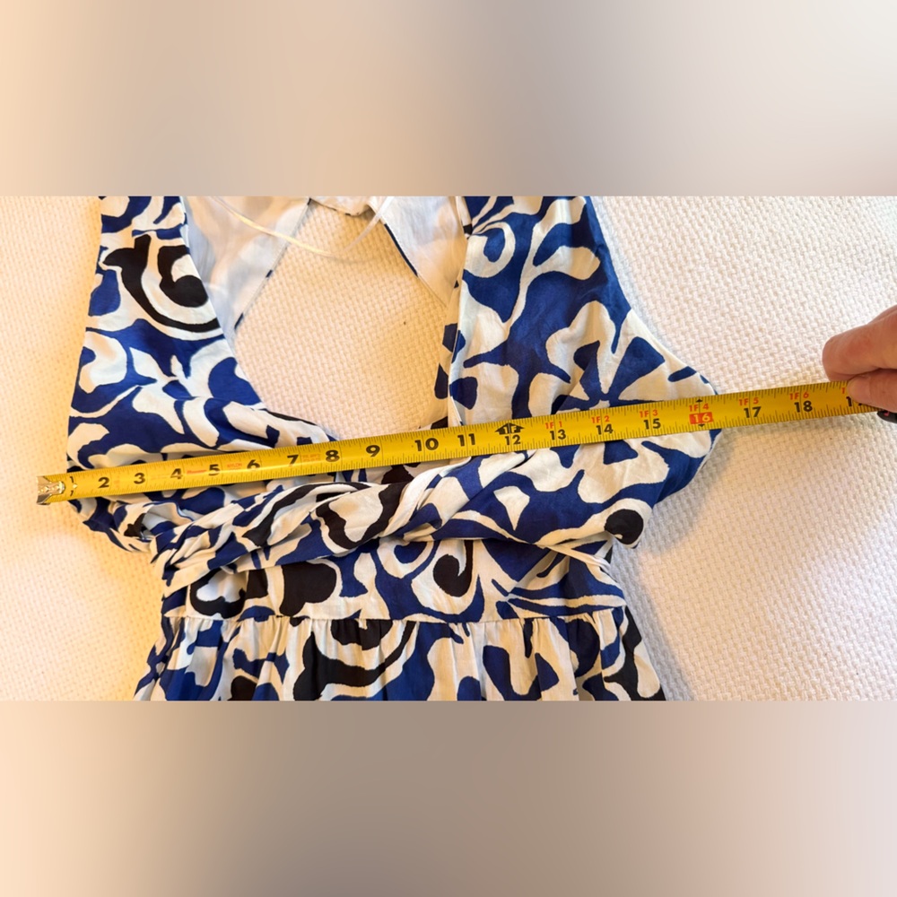 ZARA Blue & Black Floral Midi Maxi Dress w Cut-out Open Back - Picture 13 of 16